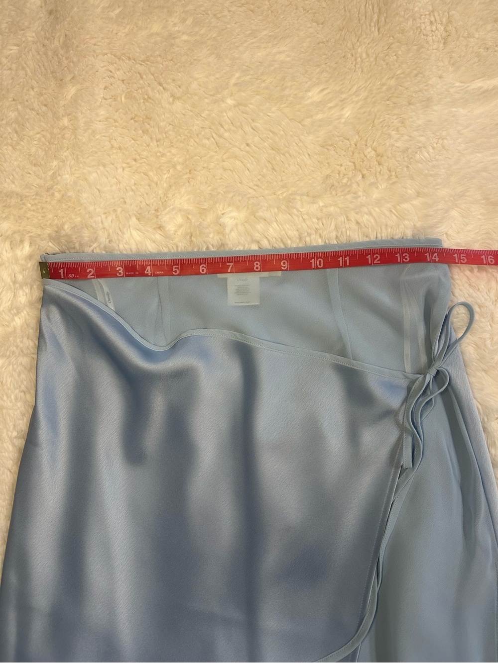 Ownley Ricky Midi Wrap Skirt Baby Blue M Satin Sheer Side Tie Wedding Resort - Picture 14 of 16